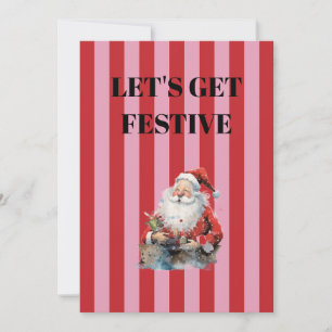 Convite Listra rosa e vermelha, Papai Noel