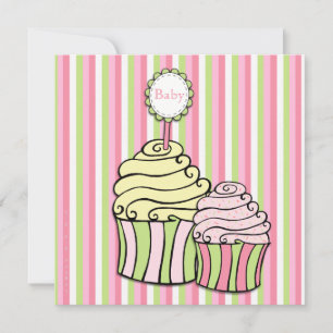 Convite listrado da sala de estar do cupcake do