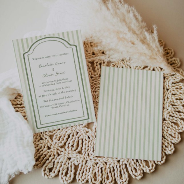 Convite Listrado de Casamento Verde (Criador carregado)