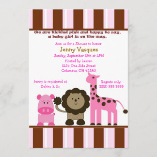 Convite listrado do safari da menina