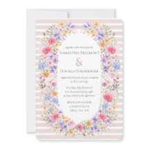 Convite Listrado Quadro Flor Jardim Aquarela
