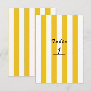 Convite Listras Amarelas e Brancas Número de Mesa Listrado