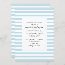 Convite Listras azuis. Chá de fraldas de menino striptep m