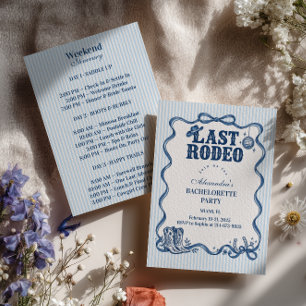 Convite Listras Azuis Disco Último Rodeio Despedida de Sol