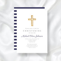 Listras Azuis Marinho Batismo Menino Religioso