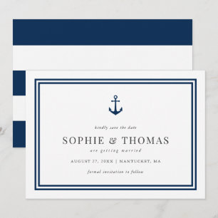 Convite Listras brancas de Âncora de cores editáveis Sal