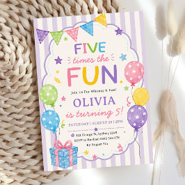 Convite Listras Cinco Vezes O Aniversário Colorido