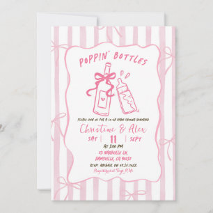 Convite Listras cor-de-rosa Chá de fraldas de frascos com 