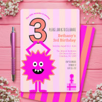 Listras de Aniversário do 3º Monstro Rosa Quente