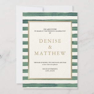 Convite Listras de Aquarela Manjericão Verde com Letras Do