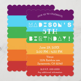 Convite Listras de Arco-Íris Diversão Festa de Aniversário