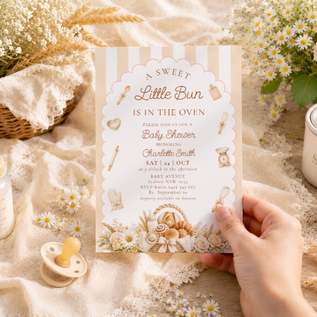 Convite Listras de Bun no Baby Shower do Bebê (Criador carregado)