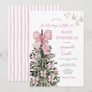 Convite Listras de Chuva de Bebê Natal Rosa