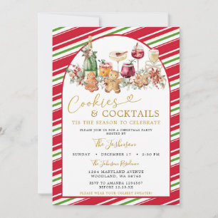 Convite Listras de Cookies e Coquetel Natal Clássico