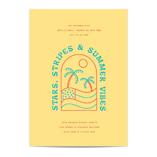 Convite Listras de Estrelas e Vibrações de Verão Festa de 