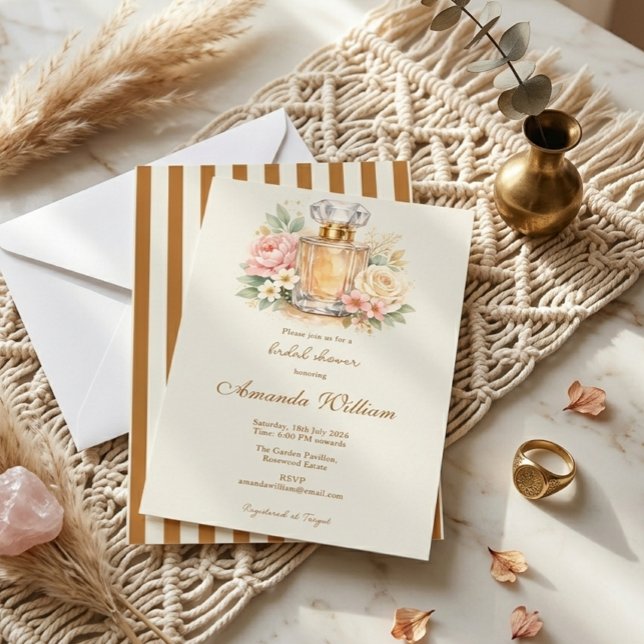 Convite Listras de Laranja Queimada Perfume Floral Chá de  (Criador carregado)