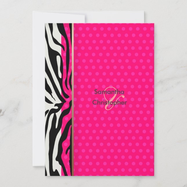 Convite Listras de zebra/Convites de casamento/bolinhas (Frente)