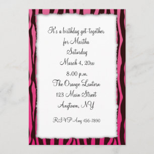 Convite Listras de zebra rosa e preto