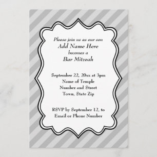 Convite Listras diagonais no bar cinzento Mitzvah