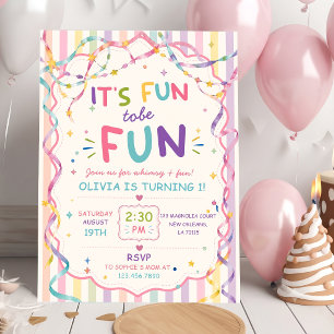 Convite Listras É Divertido Ser Um Aniversário Colorido