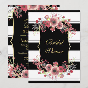 Convite Listras Elegantes Florais Watercolor Noivas
