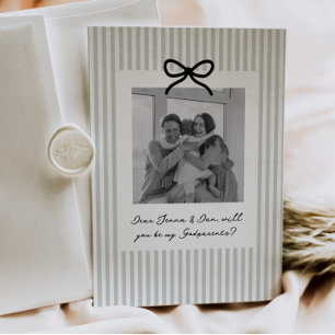 Convite Listras em Verde Salvia Proposta para Padrinhos