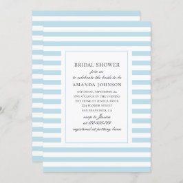 Convite Listras náuticas azuis. Chá de panela com distribu