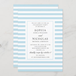 Convite Listras náuticas azuis. Festa de noivado com distr