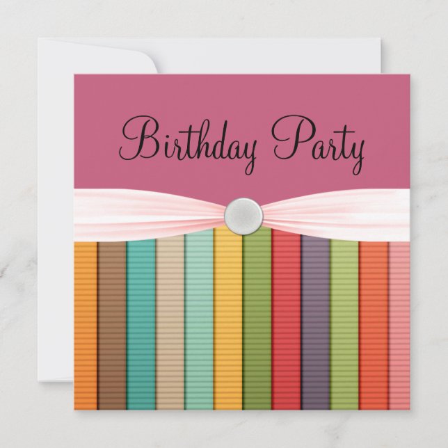 Convite Listras no arco-íris da festa de aniversário de (Frente)
