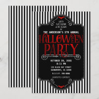 Listras Pretas e Brancas Festa de Halloween Gótica