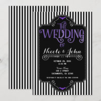 Listras Pretas e Brancas Roxo Gótico Casamento de 