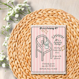 Convite Listras Rosa Festa Surpresa Silêncio
