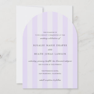 Convite Listras Roxas Elegantes Casamento Moderno