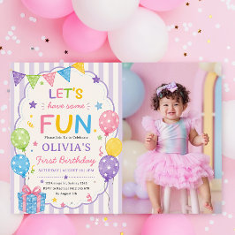 Convite Listras Vamos Divertir-nos Aniversário Colorido