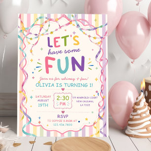 Convite Listras Vamos Divertir-nos Aniversário Colorido