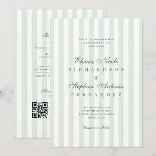 Convite Listras Verde Salgueiro em Conjunto Casamento Dinh