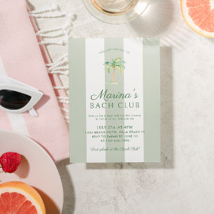Convite Listras Verdes Palm Beach Bach Club Chá de Noiva