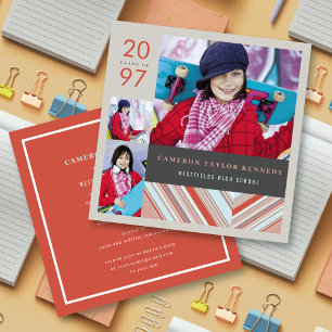 Convite Listras Vermelhas de Alfinete Préppy Foto Festa de