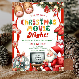 Convite Listras Vermelhas Festa Noturna de Natal Filme Div