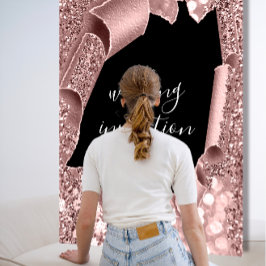 Convite Literatura Dourada 3D Rosa de branco preto