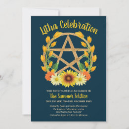 Convite Litha Summer Solstice Dourada Star Wicca Sabbat