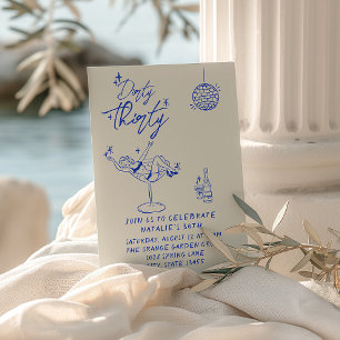 Convite Litoral Desenhado à Mão Sujo Trinta 30º Diversão A