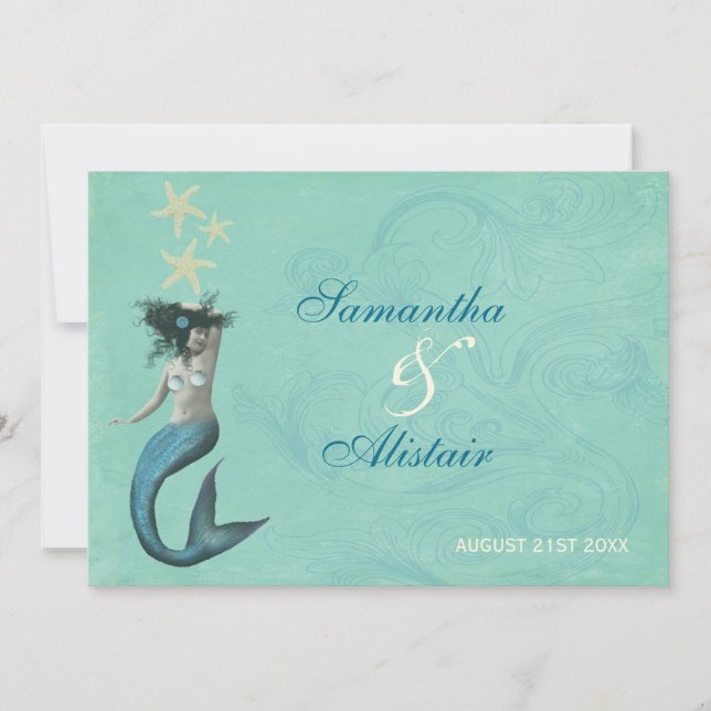 Convite litoral do casamento da praia da sereia (Frente)