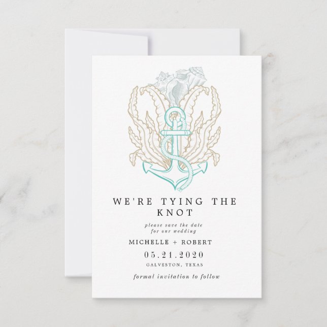 Convite litoral elegante Foto Salvar a Data (Frente)