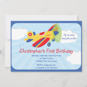 Convite Little Airplane Pilot Birthday Party Invitations