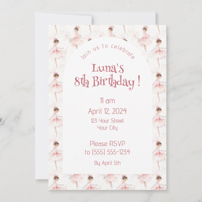 Convite Little Ballerina #4 - Rapariga Asiática (Frente)