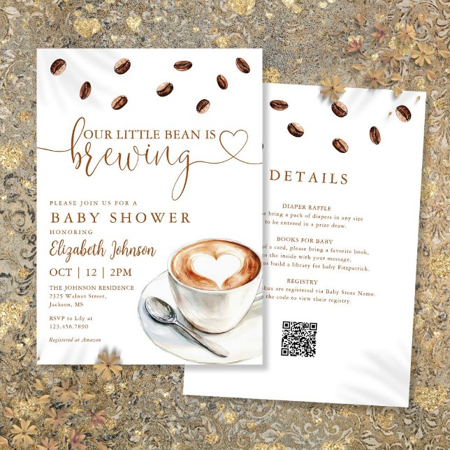 Convite Little Bean Brewing Coffee Baby Shower All In One (Little Bean Brewing Coffee Baby Shower All In One Invitation)