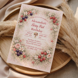 Convite Little Berry Celebration 1st Birthday