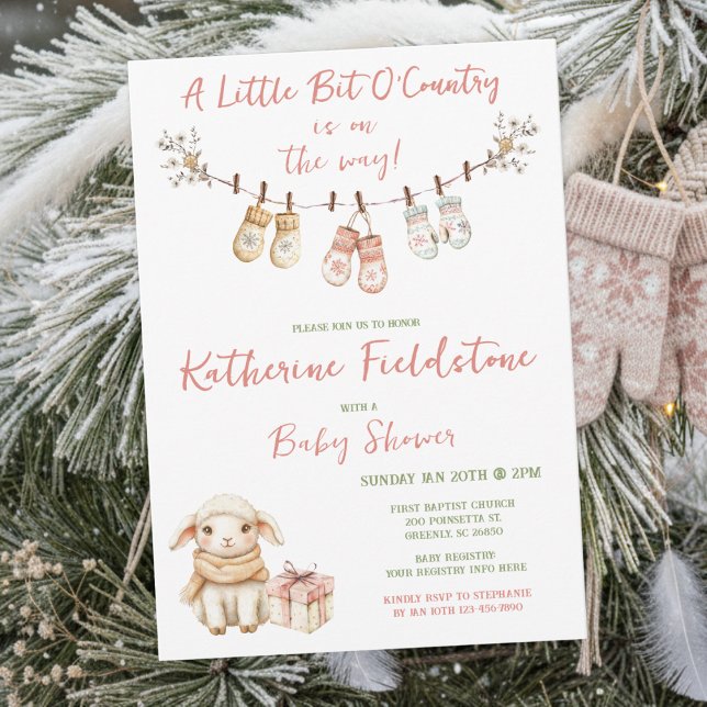 Convite Little Bit Of Country Winter Boho Baby Girl Shower (Criador carregado)