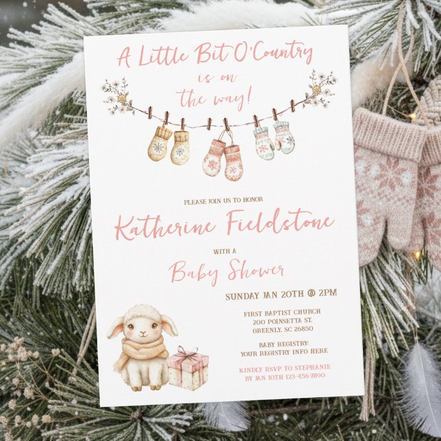 Convite Little Bit Of Country Winter Boho Baby Girl Shower (Criador carregado)